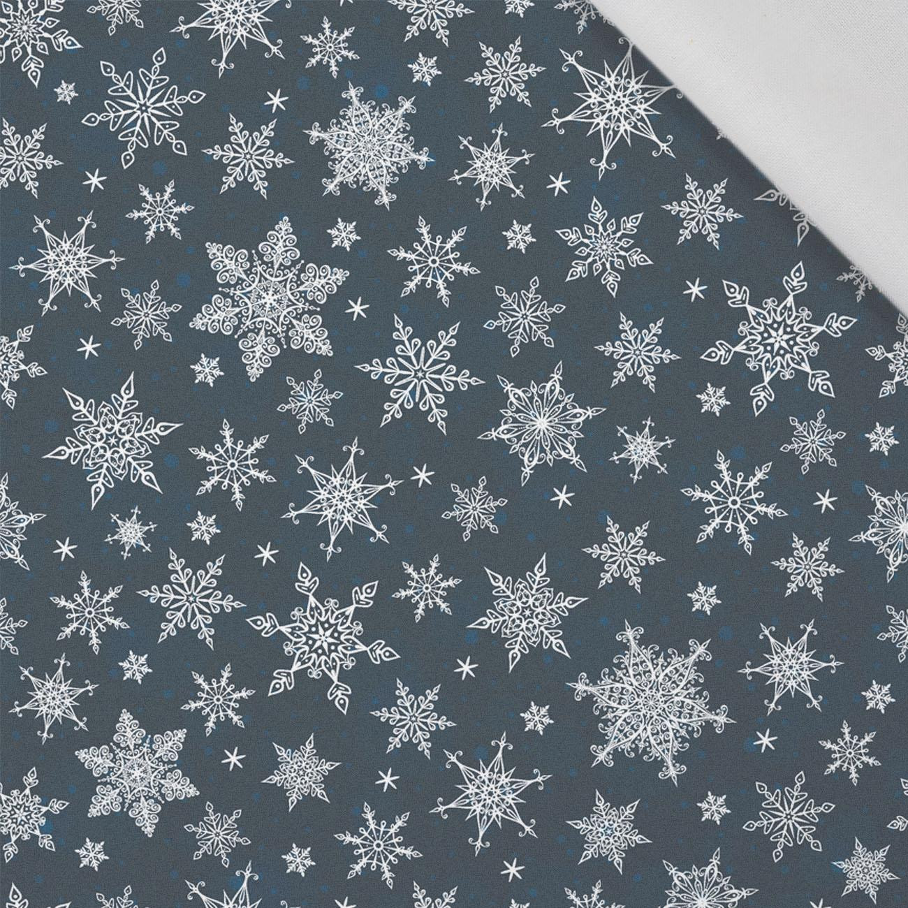 SNOWFLAKES PAT. 2 / navy - Cotton woven fabric