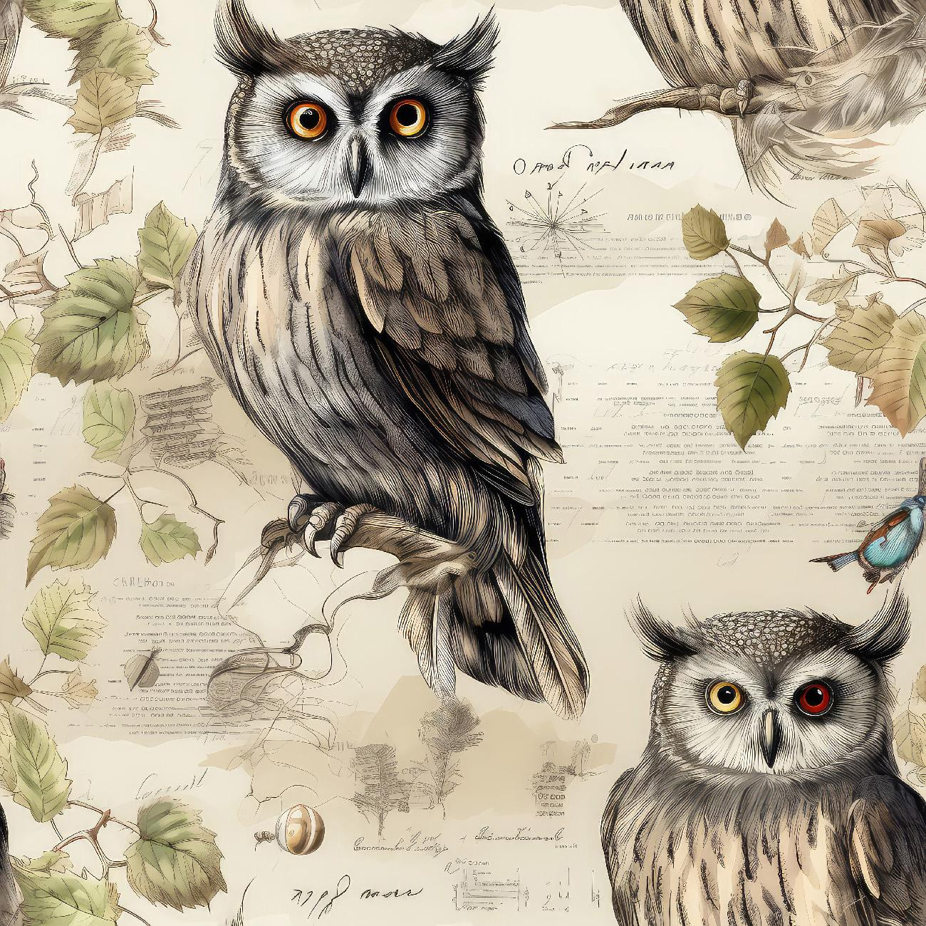 PASTEL BIRDS PAT. 4 (OLW) - Cotton woven fabric