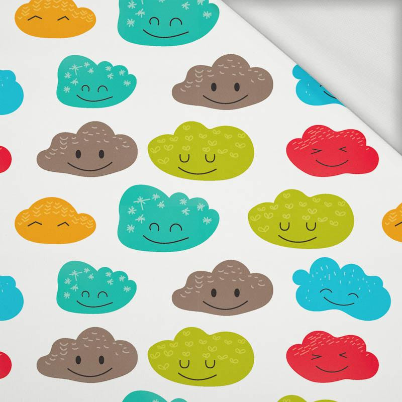 HAPPY CLOUDS (PASTEL SKY) - looped knit fabric