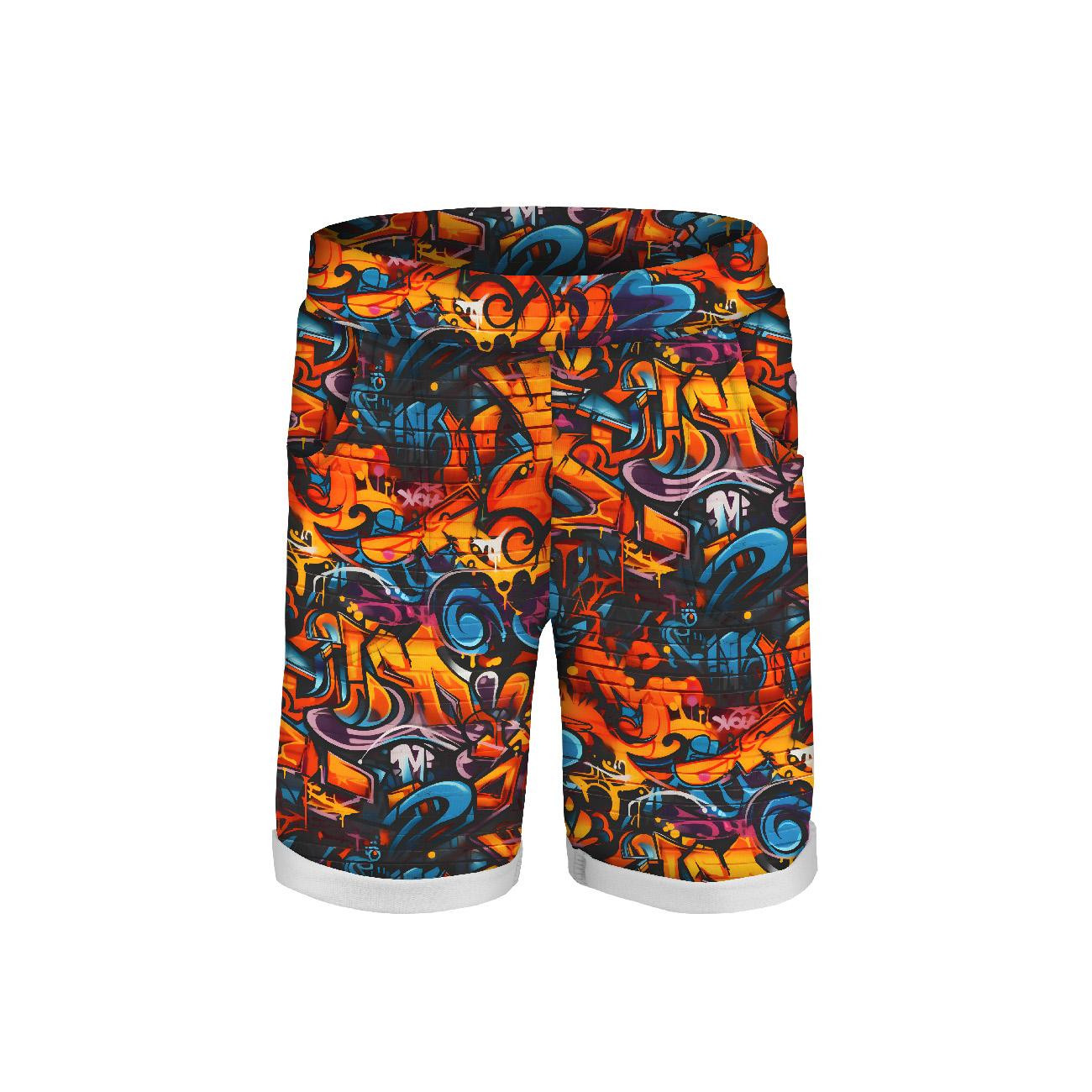 KID`S SHORTS (RIO) - STREET GRAFFITI WZ.1 - looped knit fabric 