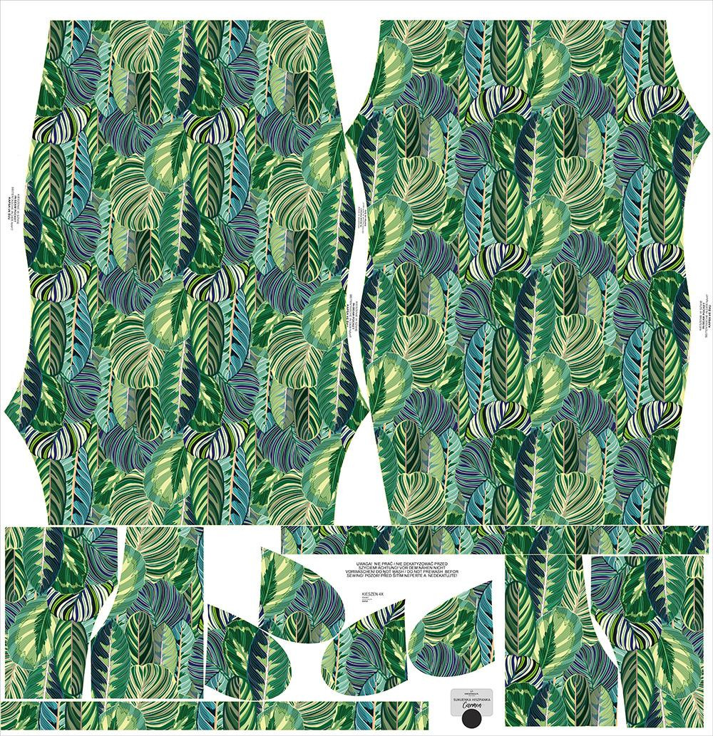 DRESS "CARMEN" - GREEN JUNGLE pat. 1 - sewing set