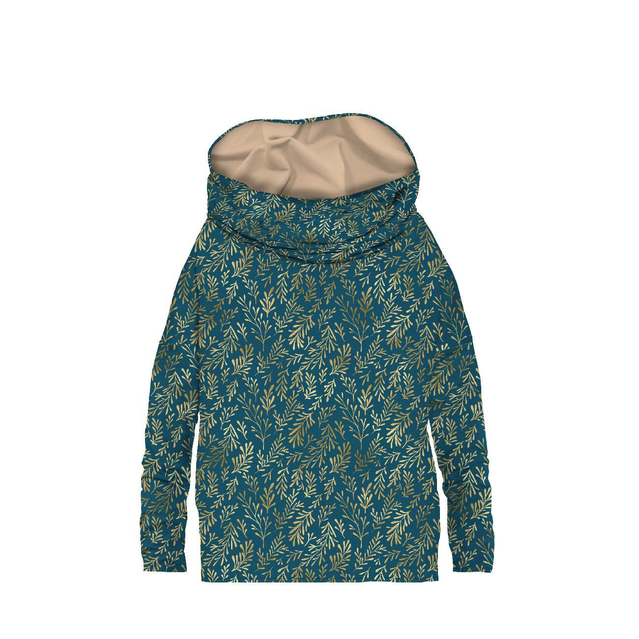 SNOOD SWEATSHIRT (FURIA) - GOLDEN CORALS (GOLDEN OCEAN) / sea blue - looped knit fabric 