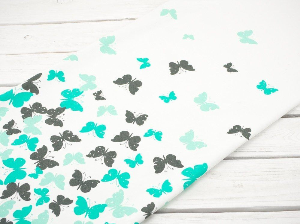 BUTTERFLIES AQUA - panel looped knit 