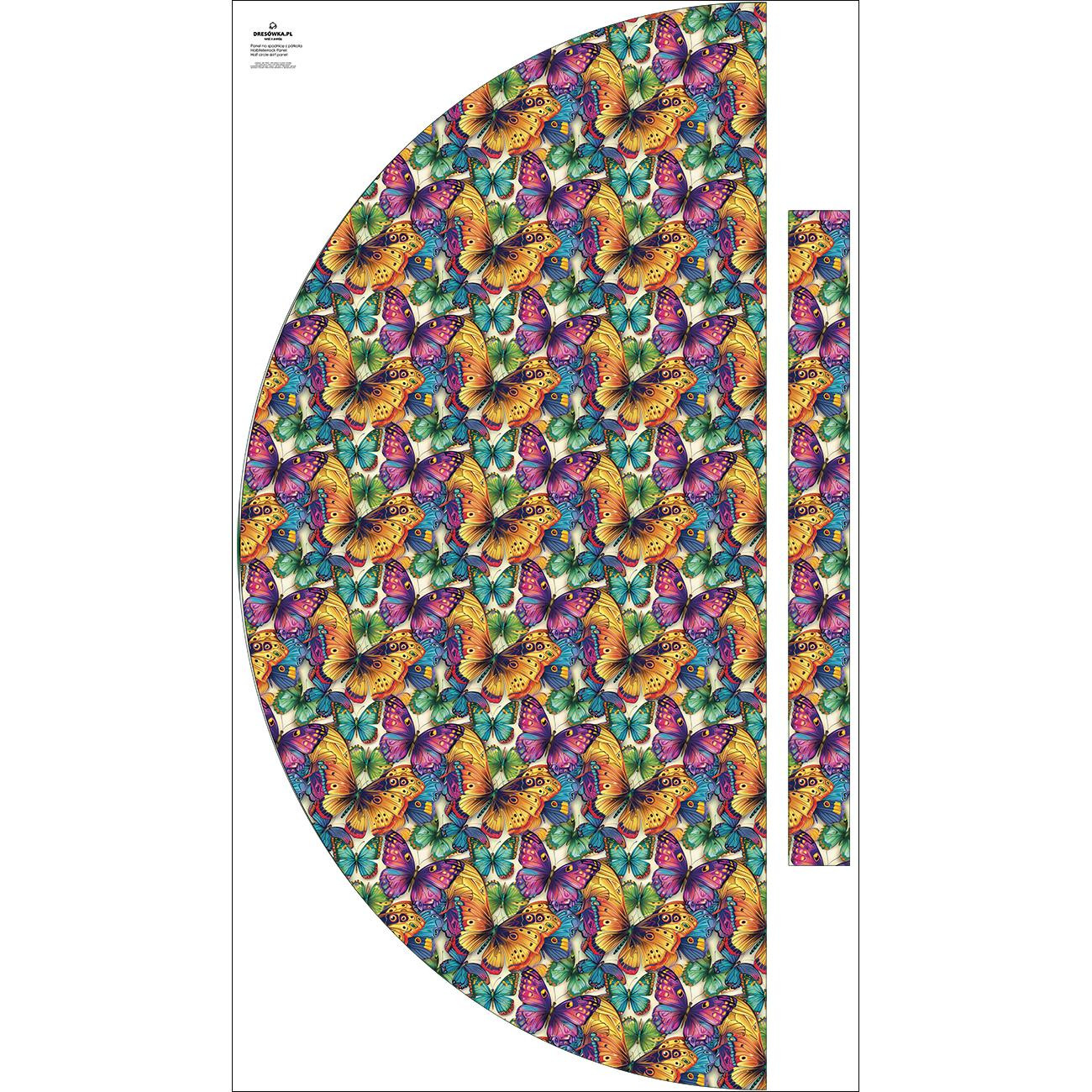 Skirt panel "MAXI" - Viscose jersey/ Butterfly & flowers wz.17