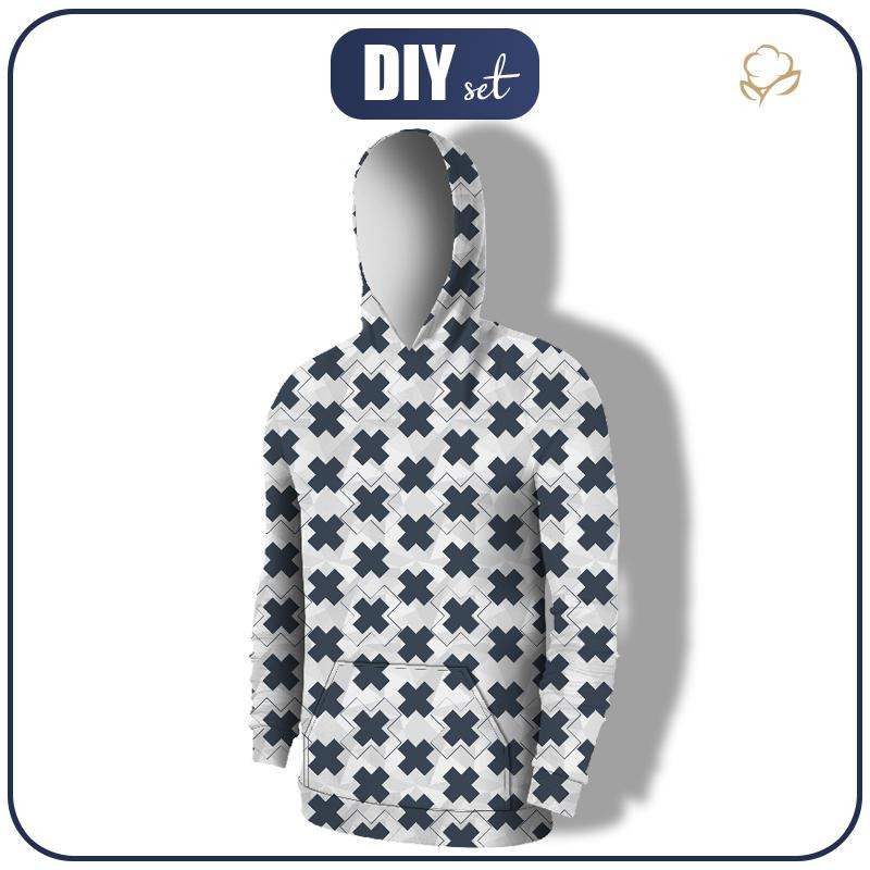 MEN’S HOODIE - TARGET (adventure) / grey - sewing set 