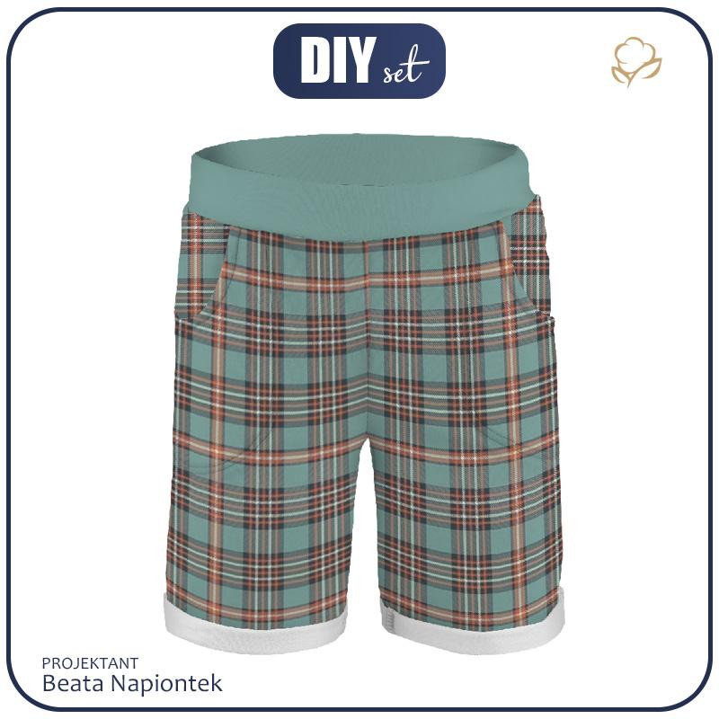 KID`S SHORTS (RIO) - CHECK RETRO - looped knit fabric 