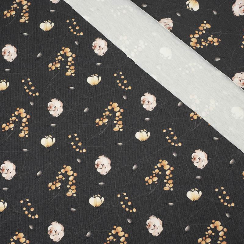 50cm FLOWERS AND LEAVES pat. 1 / graphite  - single jersey 