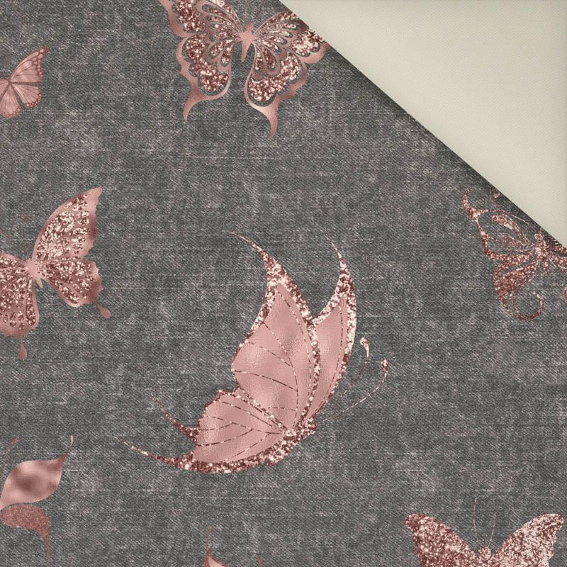 BUTTERFLIES (GLITTER BUTTERFLIES) / ACID WASH GREY- Upholstery velour 
