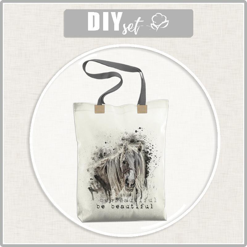 SHOPPER BAG - BE BEAUTIFUL (BE YOURSELF) - Waterproof woven fabric - sewing set