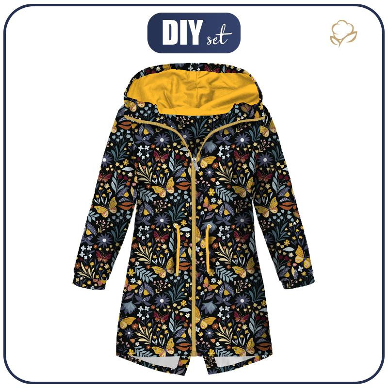 KIDS PARKA (ARIEL) - FOLK BUTTERFLIES / black - softshell