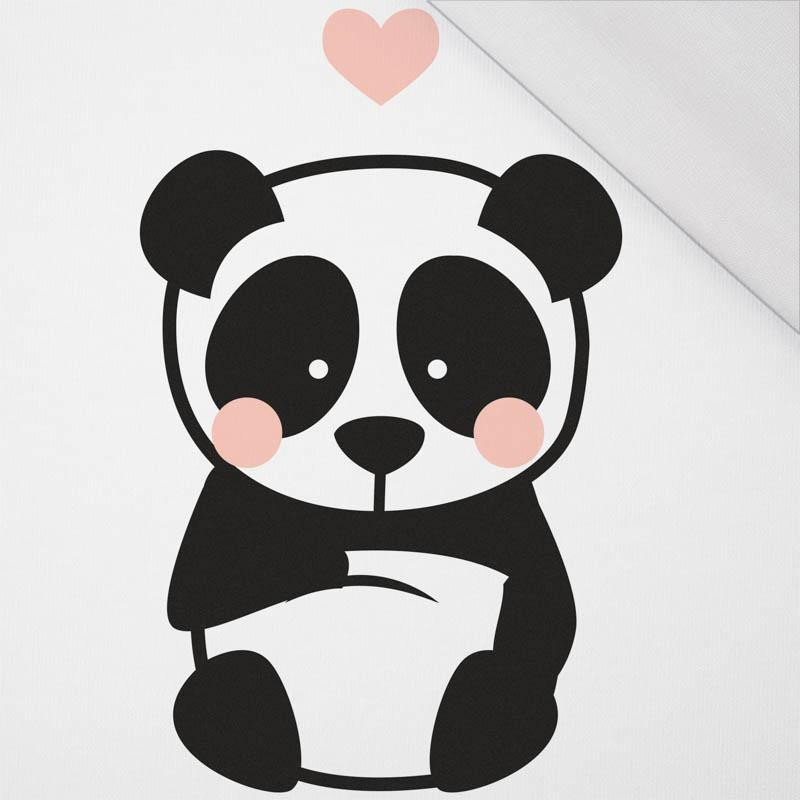 PANDA / PALE PINK size "M" 50x60 cm - white (front) - SINGLE JERSEY PANEL 