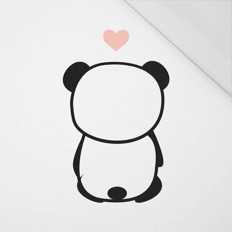 PANDA / PALE PINK size "S" 30x45 cm - white (back)  - SINGLE JERSEY PANEL 