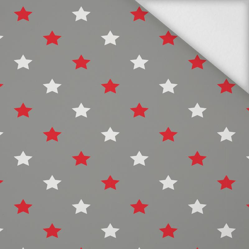 DIAGONAL RED STARS / grey - softshell