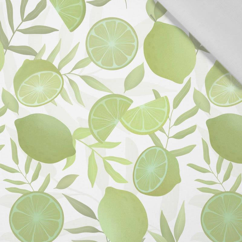 LIMES / white - Cotton woven fabric