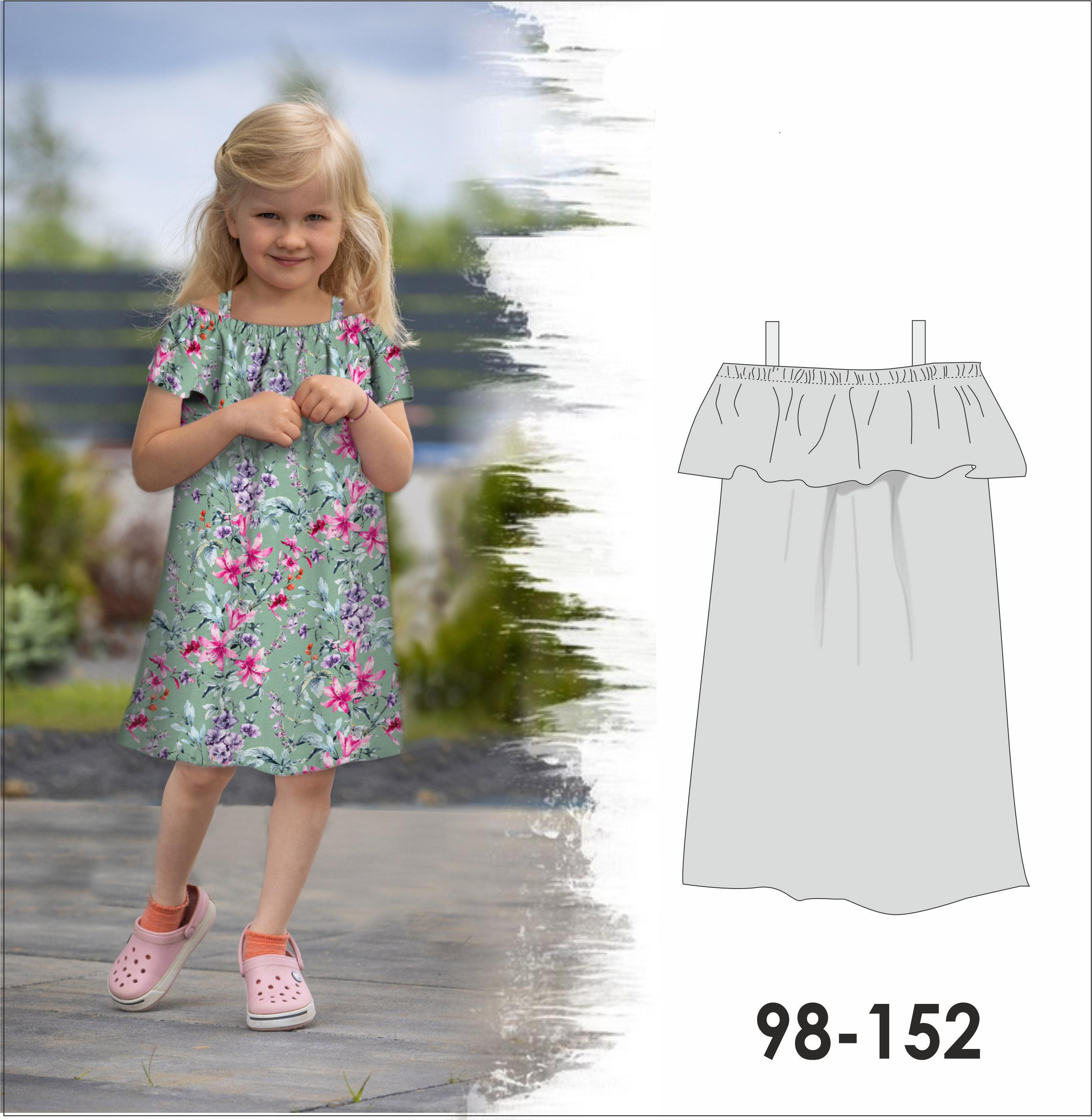 PAPER SEWING PATTERN - Bardot neckline dress LILI (98-152)