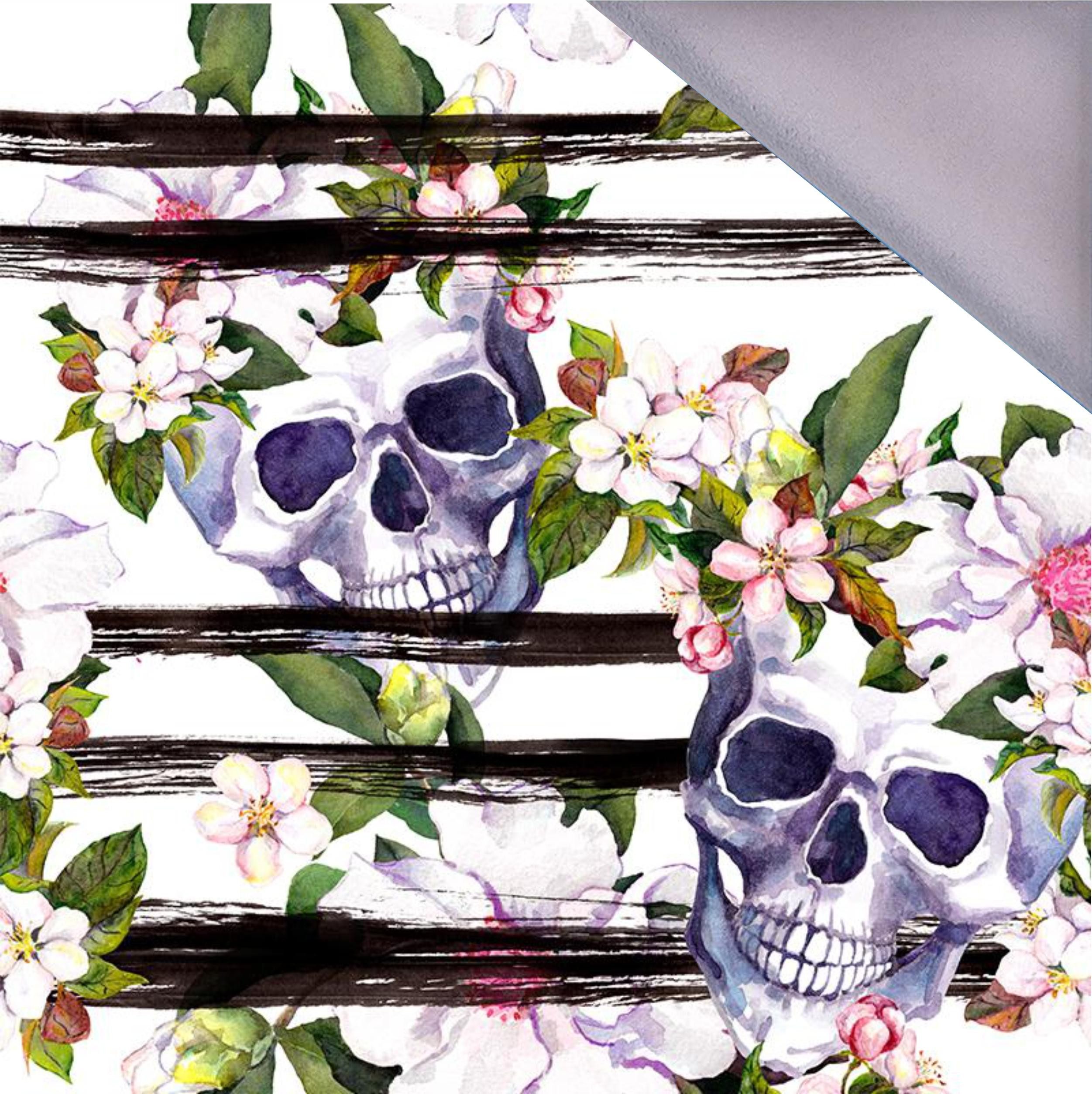 SKULLS ON STRIPES / white - softshell