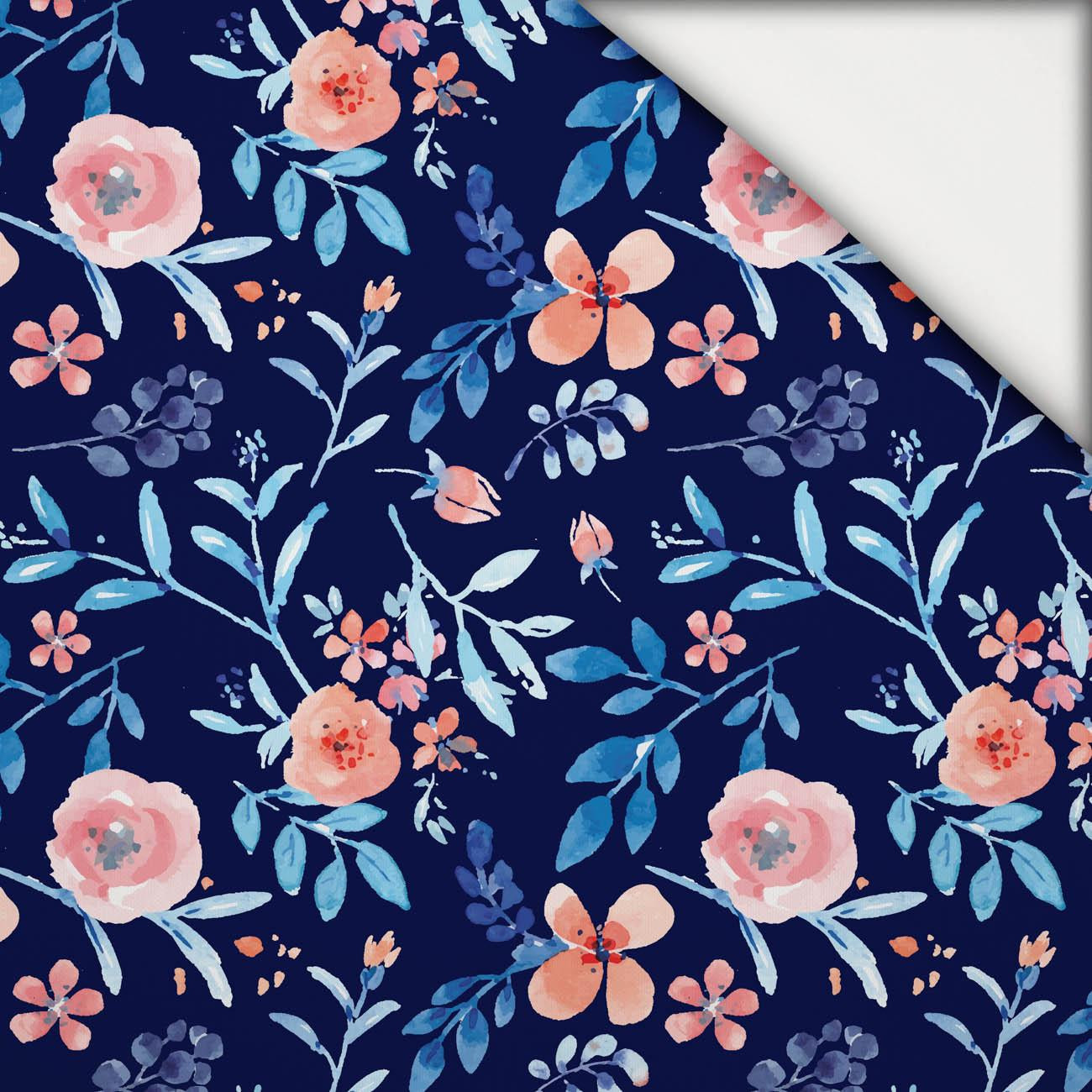 PAINTED PEONIES / navy - light brushed knitwear