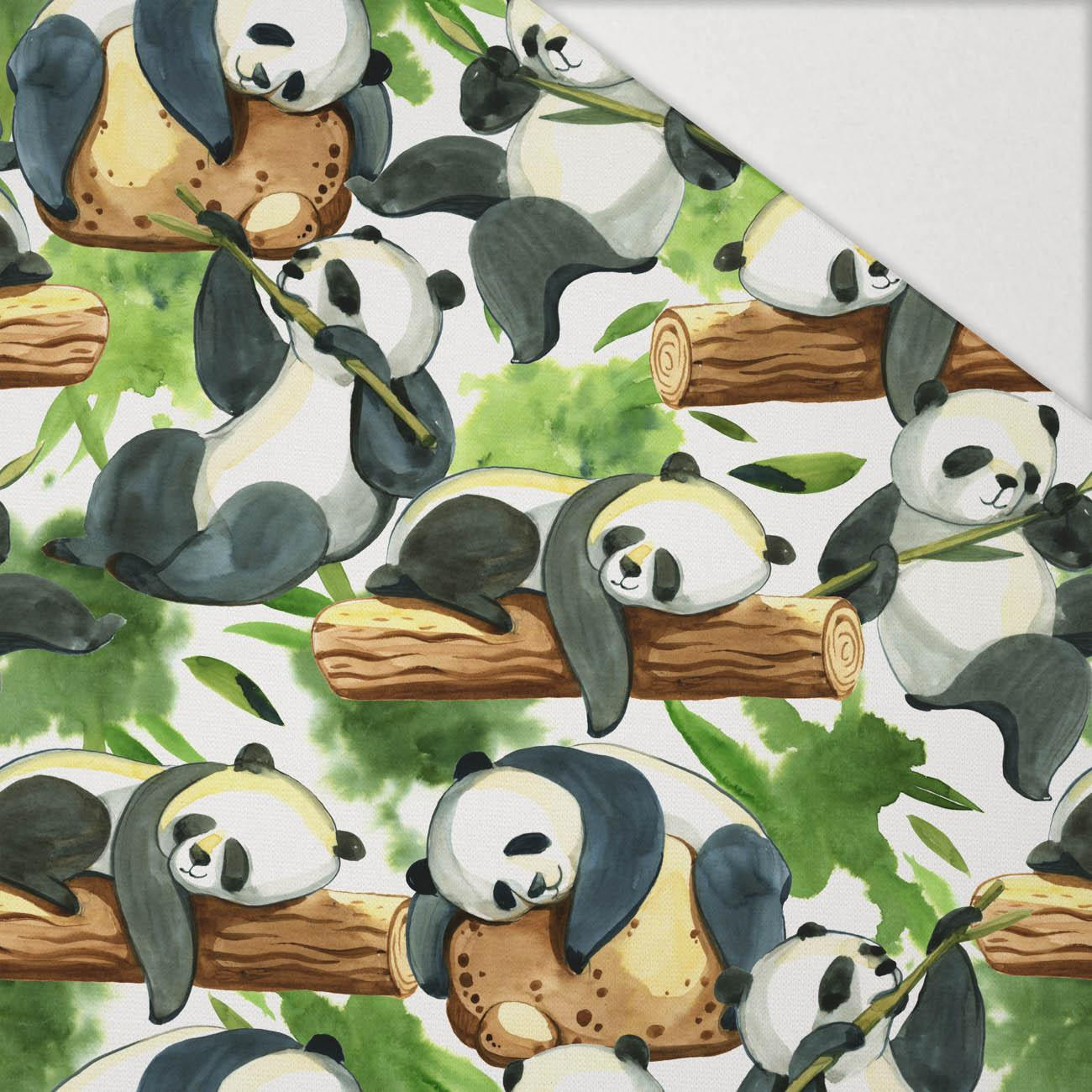 PANDAS ON BAMBOO - Hydrophobic brushed knit