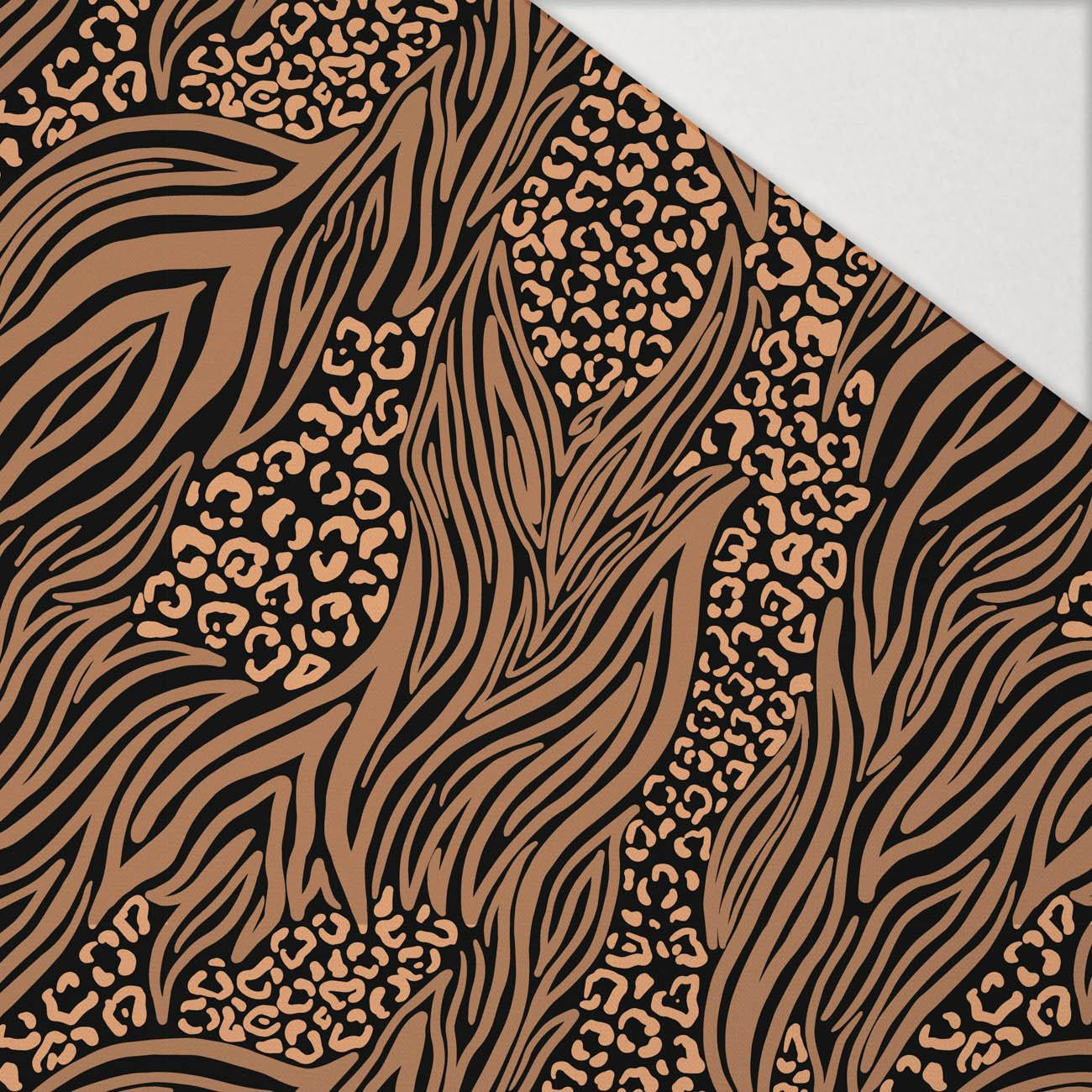 ANIMALS MIX / caramel - Hydrophobic brushed knit