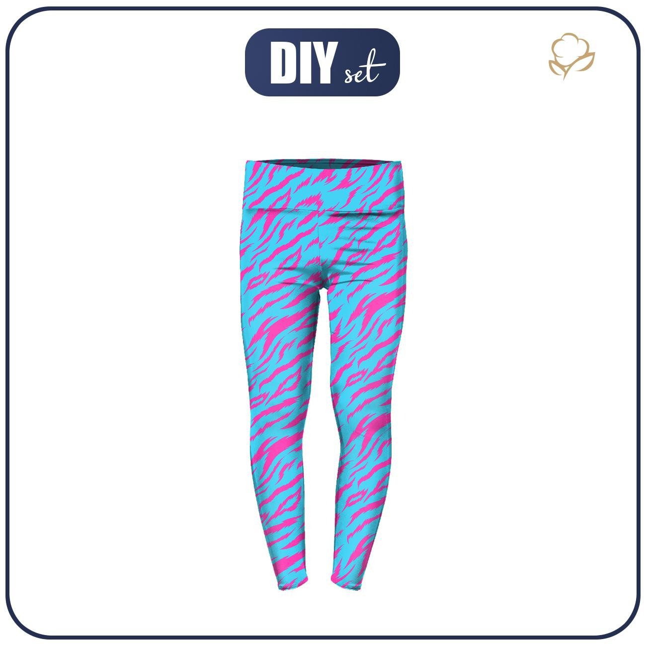 GIRLS THERMO LEGGINGS (DORA) - NEON ZEBRA PAT. 4  - sewing set
