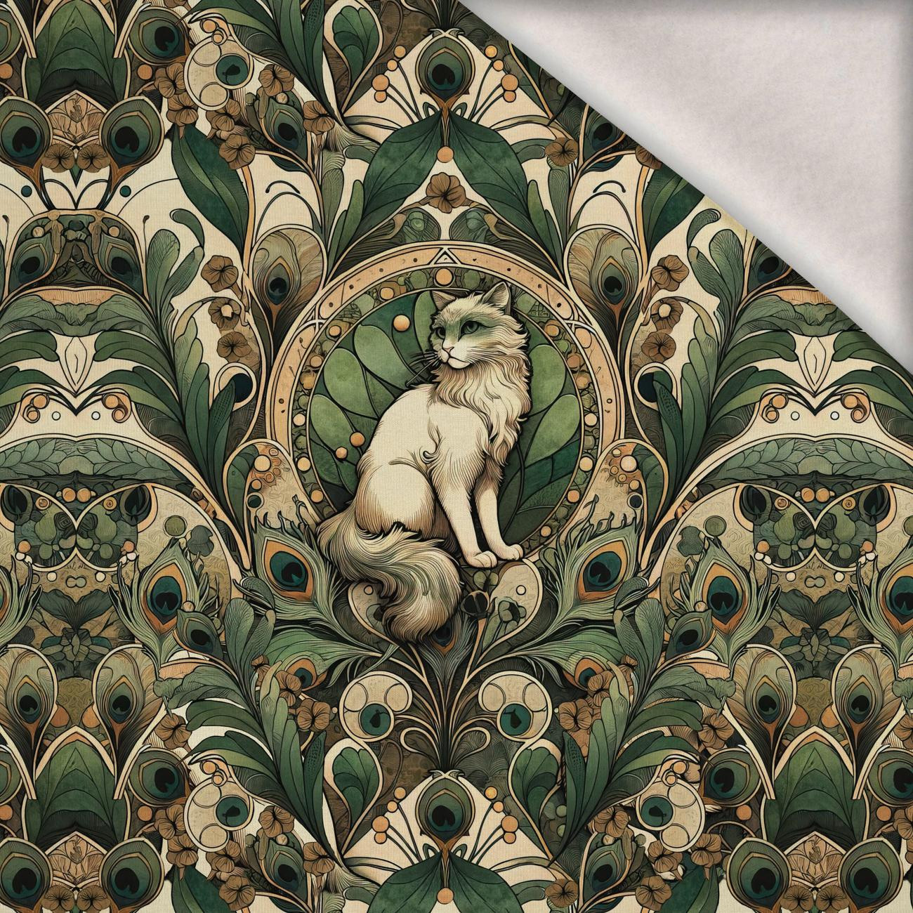 ART NOUVEAU CATS & FLOWERS PAT. 1 -  PANEL (60cm x 50cm) brushed knitwear with elastane ITY