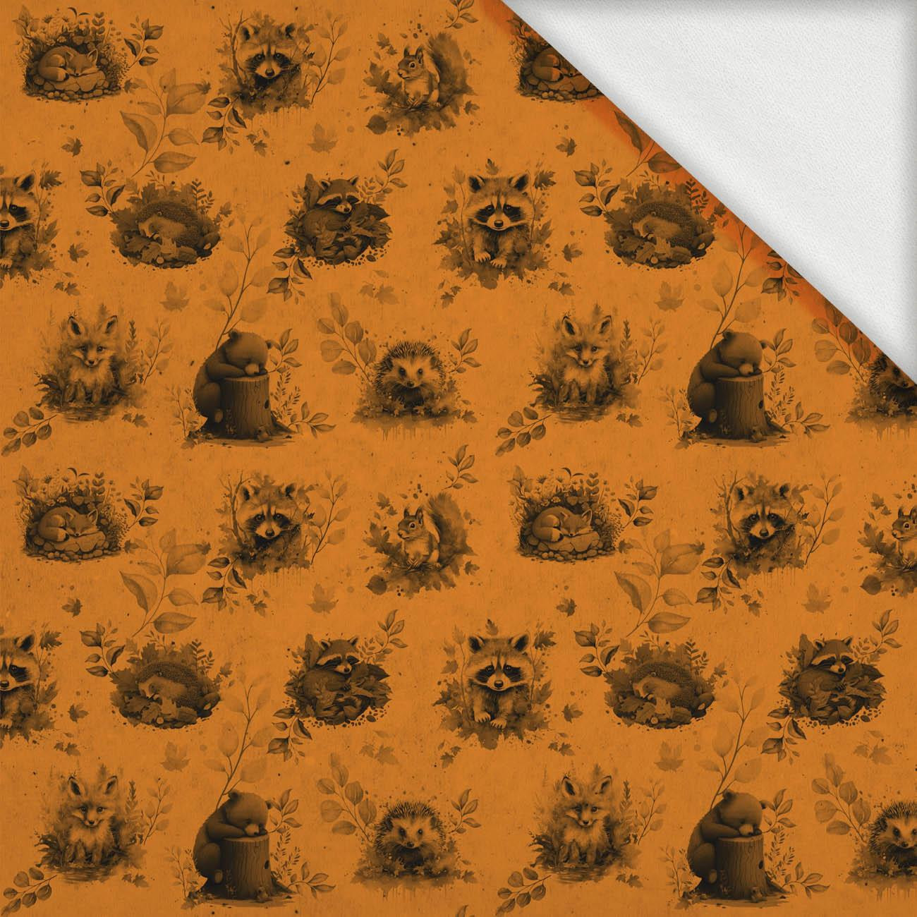 AUTUMN ANIMALS / mustard - looped knit fabric with elastane ITY AUTUMN ANIMALS / mustard - looped knit fabric with elastane ITY