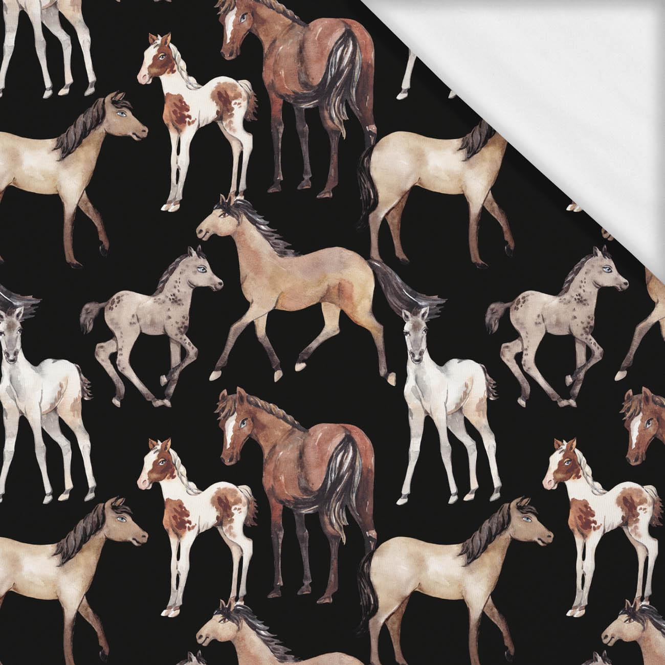 HORSES / black- single jersey with elastane ITY