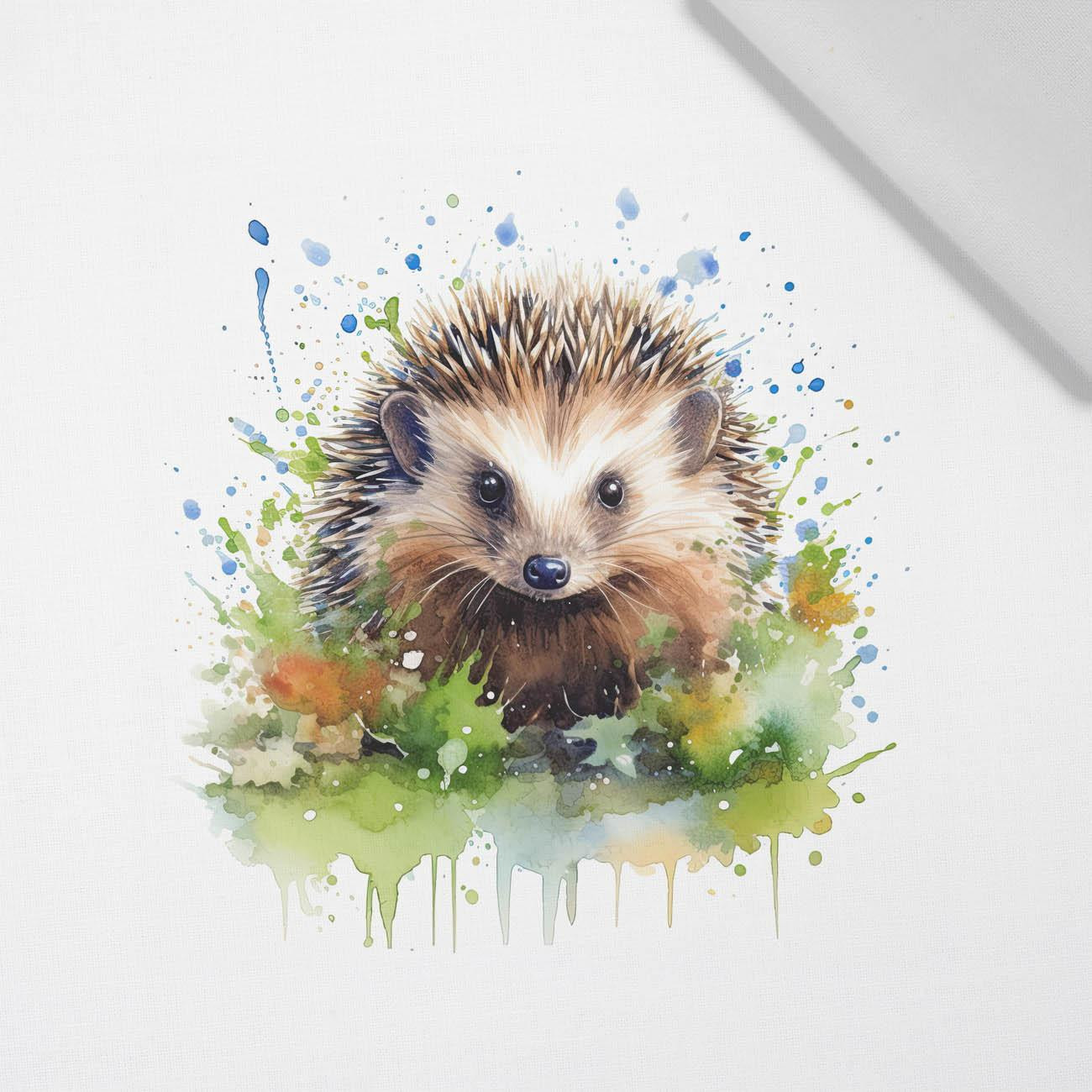 WATERCOLOR HEDGEHOG - panel (60cm x 50cm) Cotton woven fabric