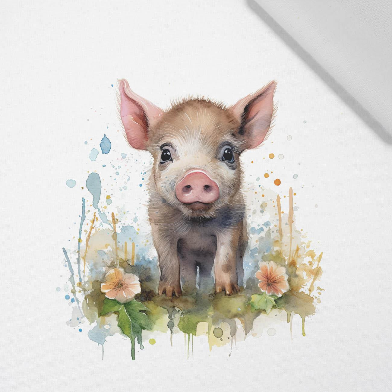 WATERCOLOR PIGGY - panel (60cm x 50cm) Cotton woven fabric