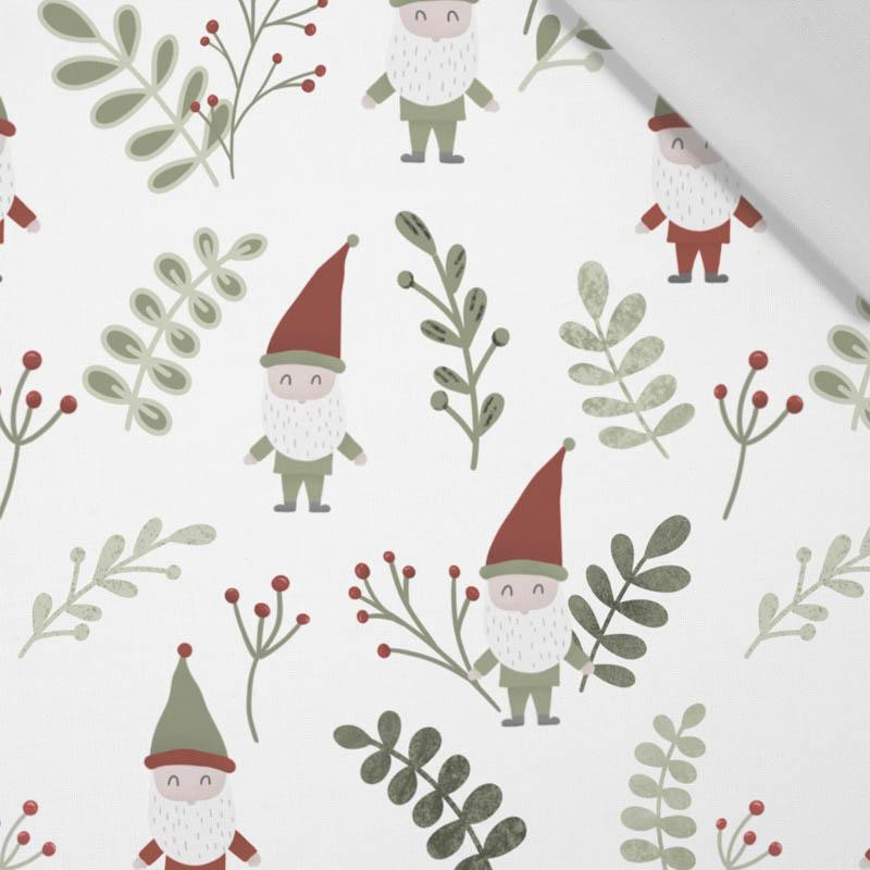 DWARFS AND FERN (FOREST DWARFS) / WHITE - Cotton woven fabric