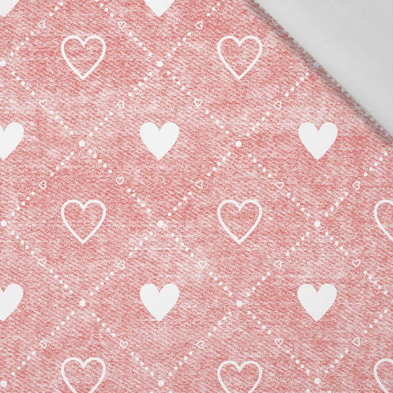 HEARTS AND RHOMBUSES / vinage look jeans (red) - Cotton woven fabric