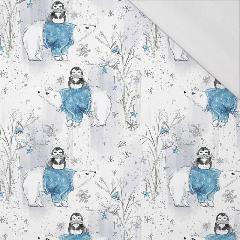 PENGUINS ON BEARS / white (ENCHANTED WINTER) - single jersey with elastane 