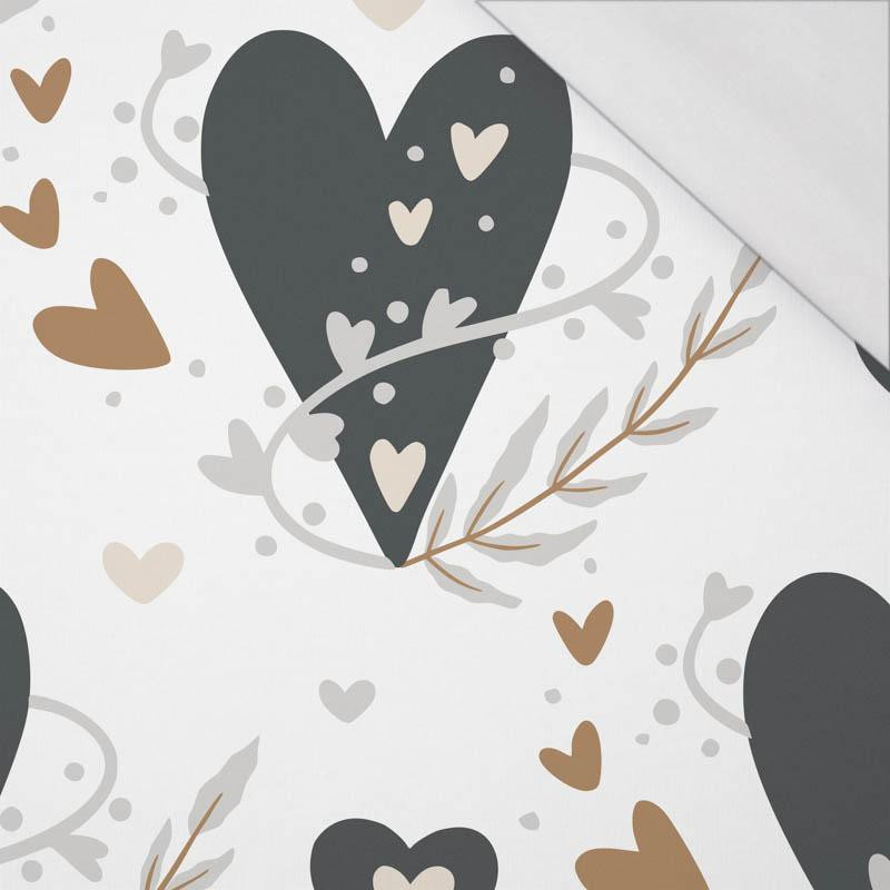 GRAPHITE HEARTS / white (RAINBOWS AND HEARTS) - single jersey with elastane 