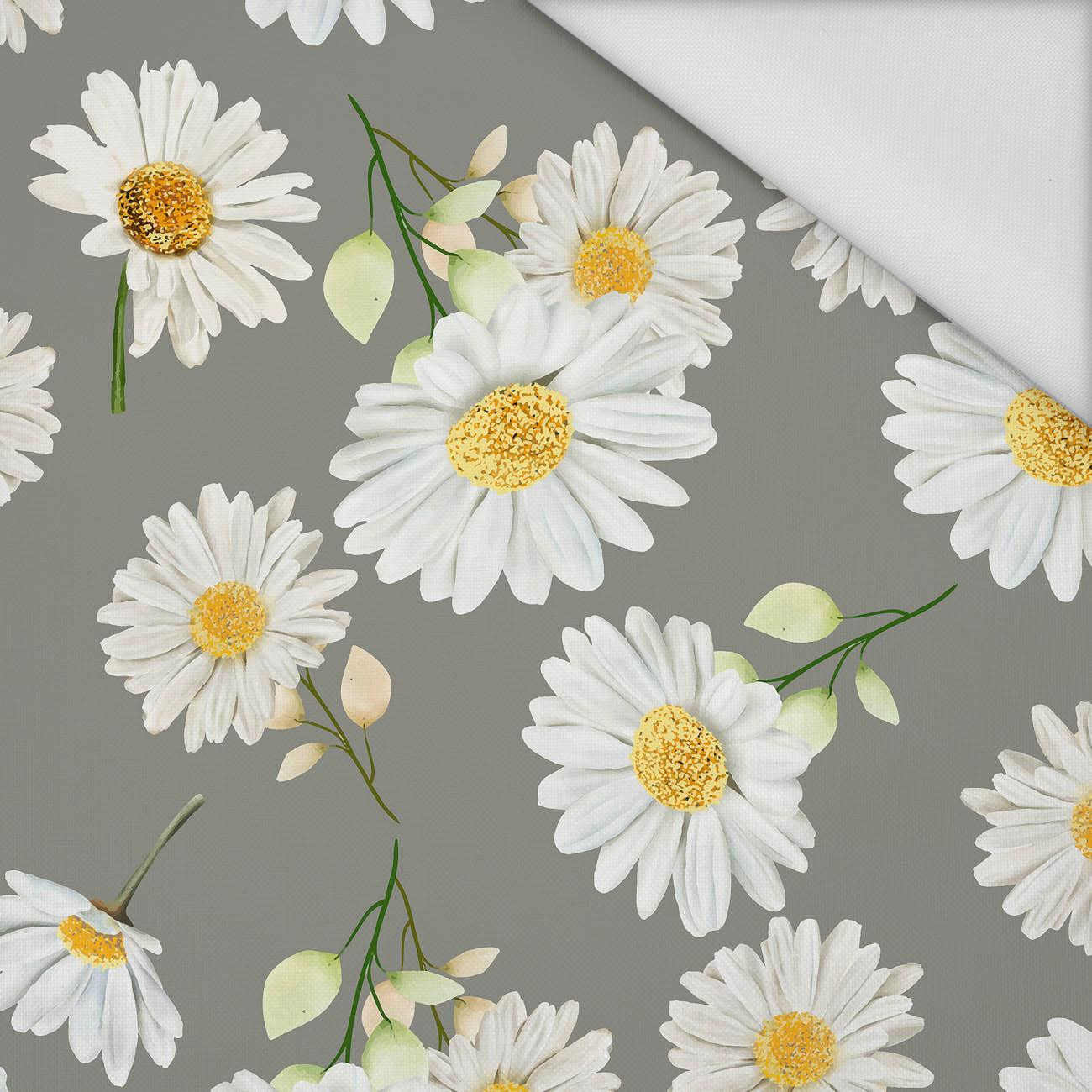 DAISIES PAT. 1 / grey - Waterproof woven fabric