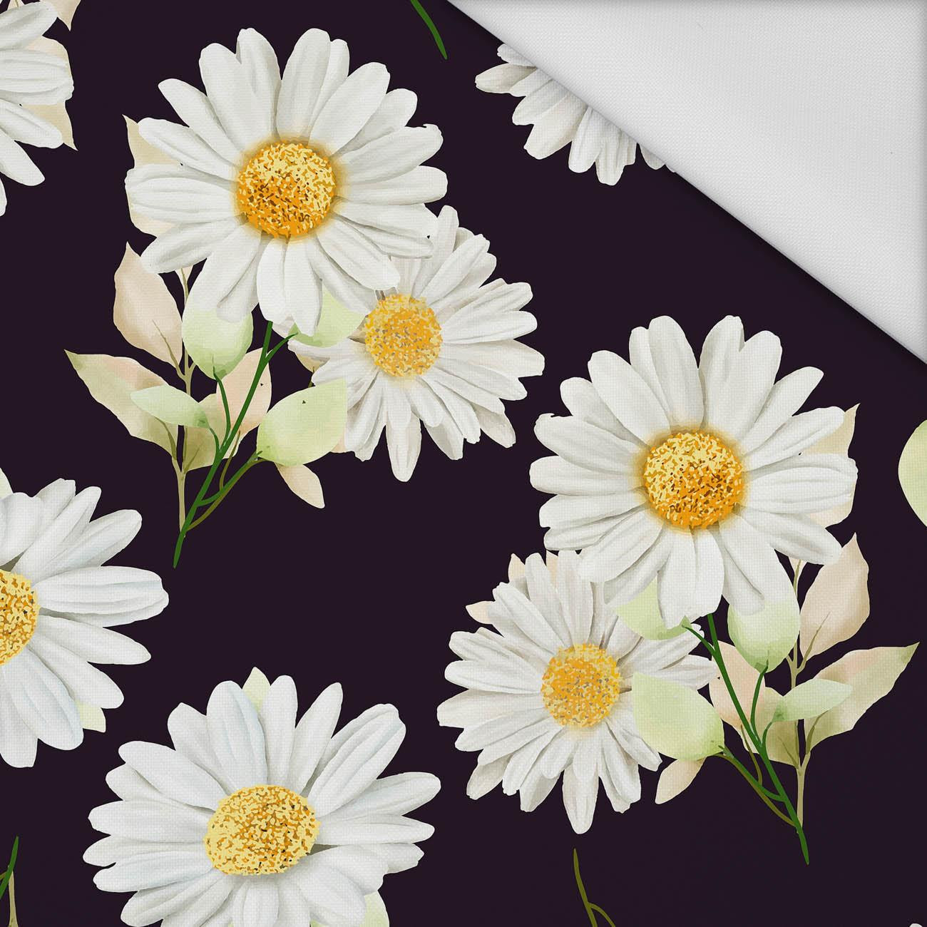 DAISIES PAT. 3 / black - Waterproof woven fabric