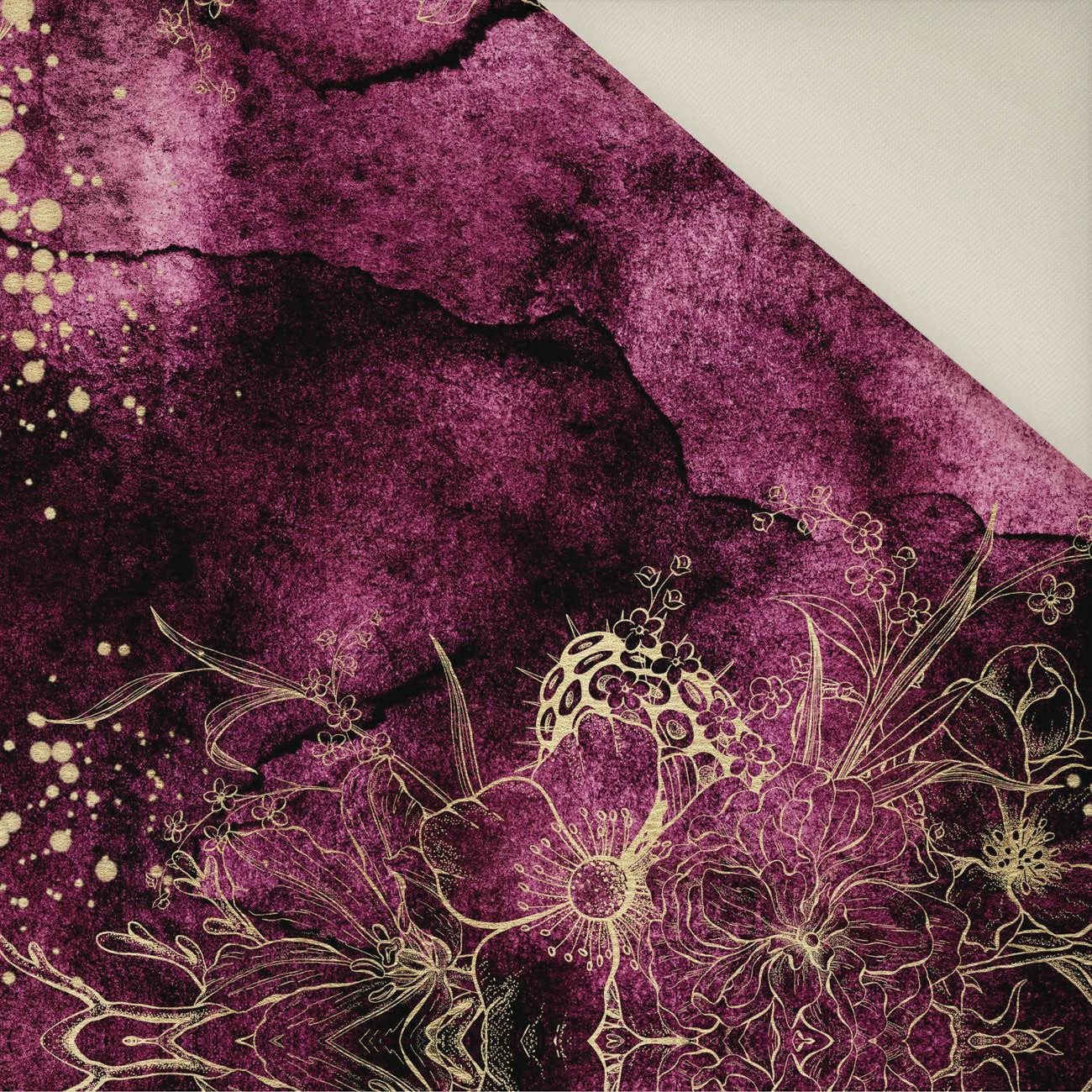 FLOWERS / golden contour Pat. 1  / WATERCOLOR MARBLE- Upholstery velour 