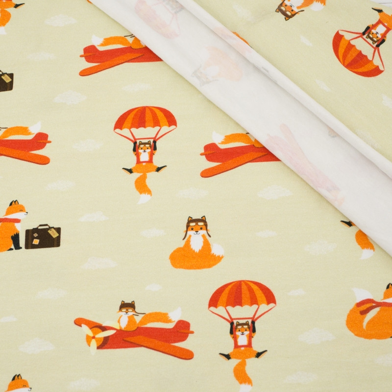 FOXES ON THE JOURNEY / sand - Viscose jersey WE210