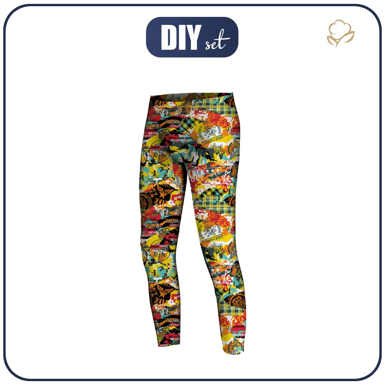 BOY'S THERMO LEGGINGS (HUGO) - CAMOUFLAGE COLORFUL - sewing set 140