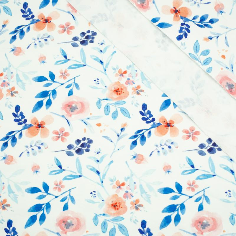 PAINTED PEONIES / white - looped knit 