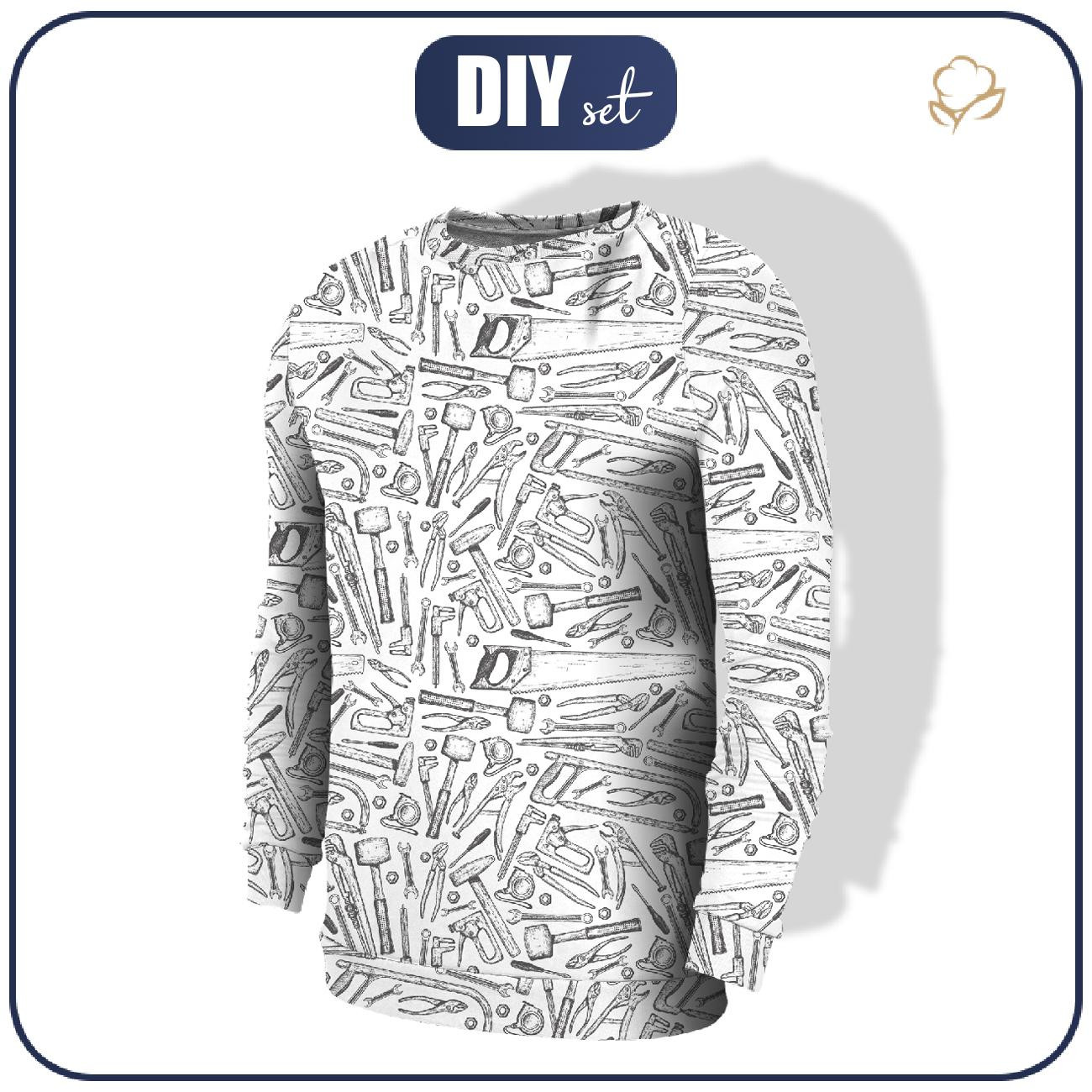 MEN’S SWEATSHIRT - TOOLS ( grey ) / white - Elastic brushed knit fabric