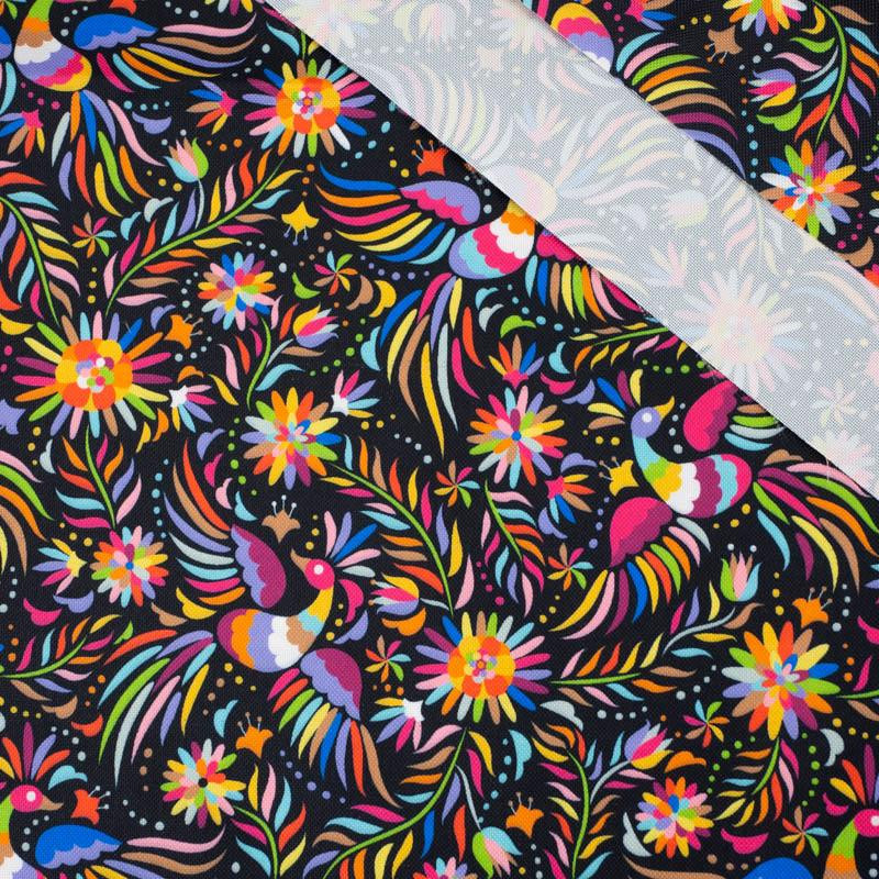 FOLK ROOSTERS / black - Waterproof woven fabric