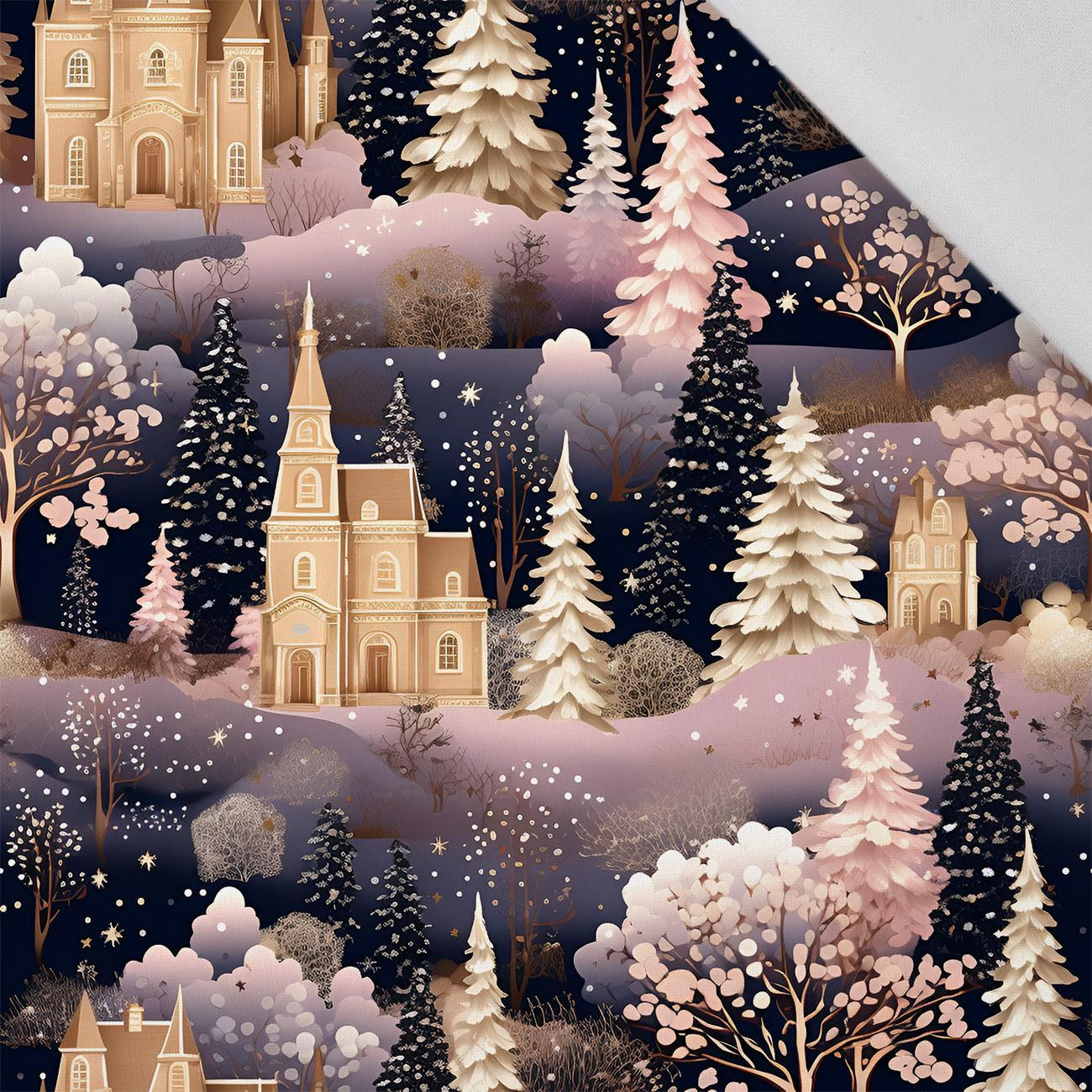 Pink Vintage Christmas wz. 2 - Cotton woven fabric