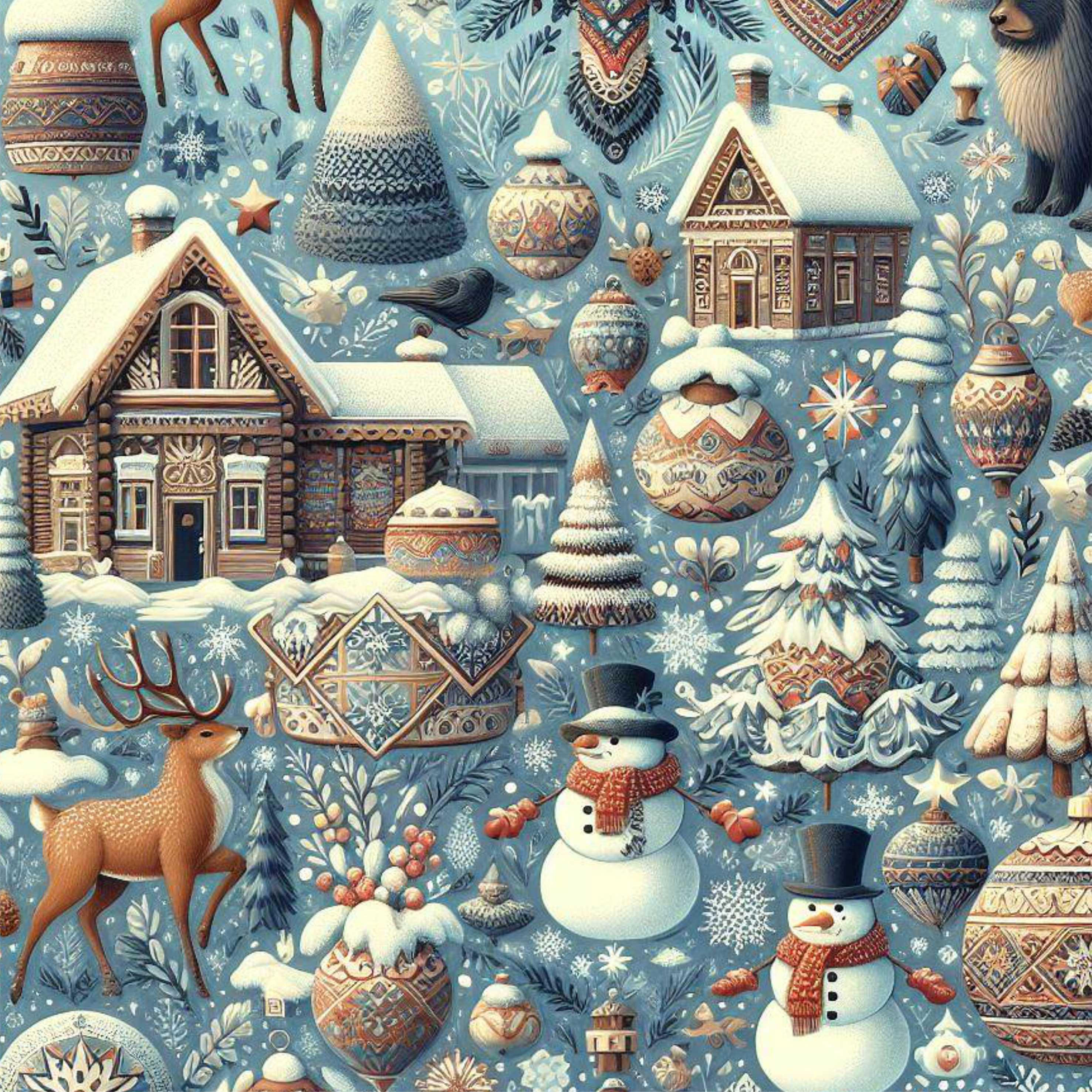 Vintage Christmas wz.21 - Woven Fabric for tablecloths