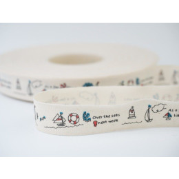 Cotton ribbon with ship pattern