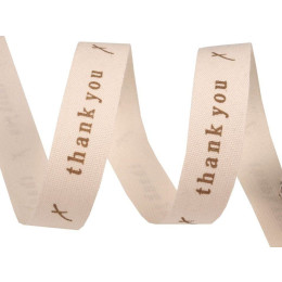 Cotton Ribbon width 15 mm printed - THANK YOU