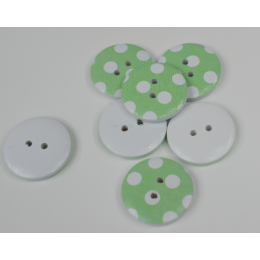 Wooden Button DOTS MINT WHITE