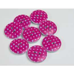 Wooden Button Heart -  FUCCHSIA