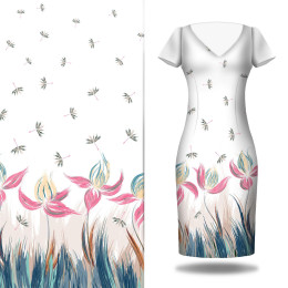 FLOWERS (pattern no. 4) / white - dress panel Linen 100%