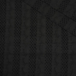TWIGS / black - Embroidered cotton fabric