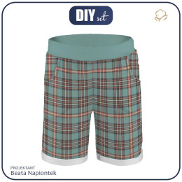 KID`S SHORTS (RIO) - CHECK RETRO - looped knit fabric 